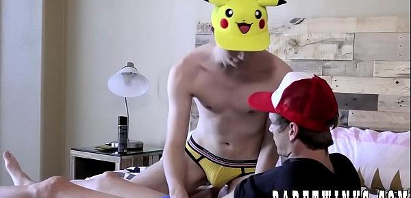  Two twinks in pokemon uniforms loves to fuck bareback style